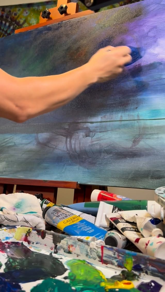 Base coats and dark tones for 24x36" canvas
